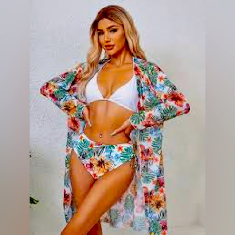 Floral Sheer Kimono Cardigan, OS